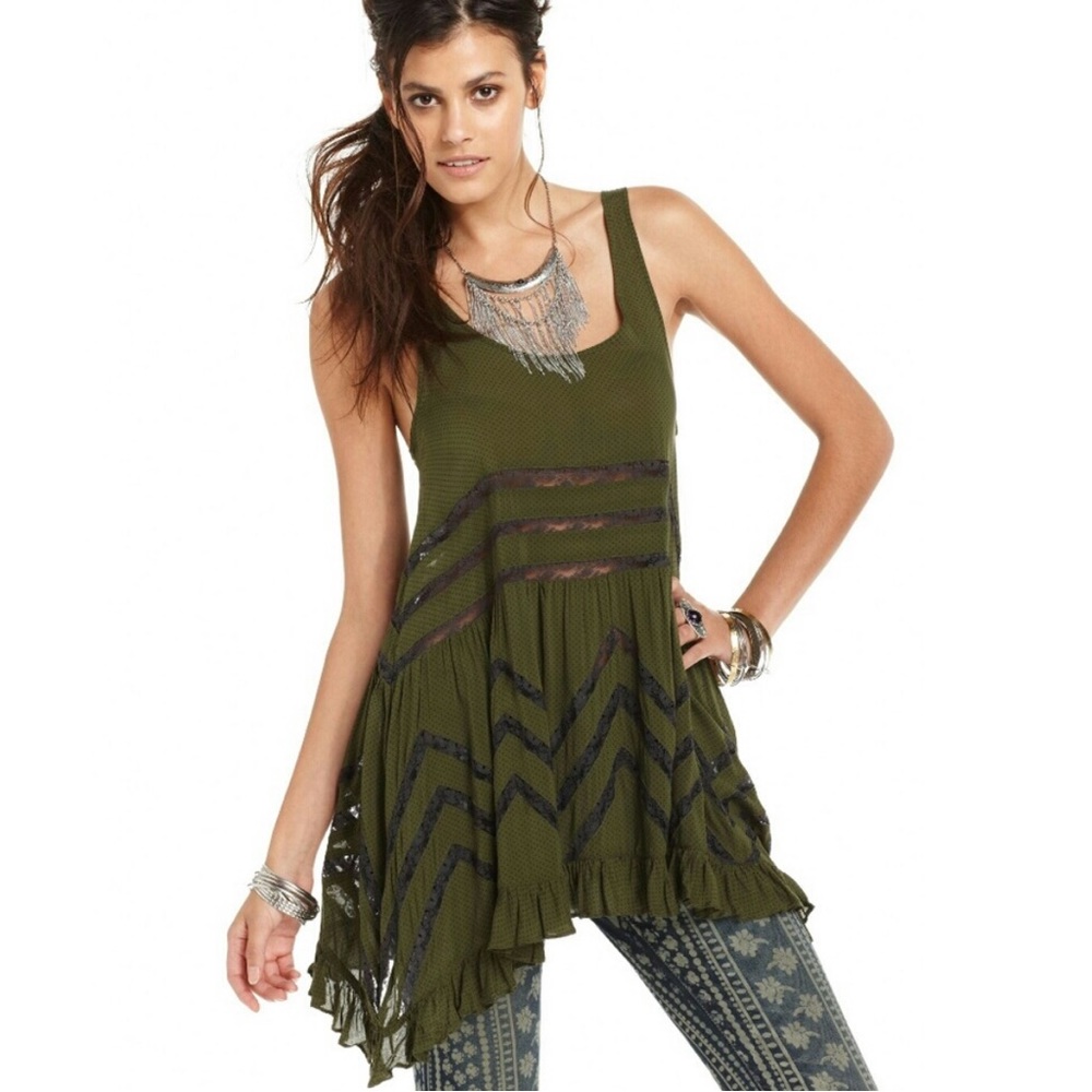 Free People Viole and Lace trapeze slip dress